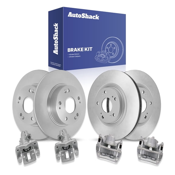 AutoShack Front Vented & Rear Solid Brake Rotors   Calipers 8-PC Brake Kit Replacement for 2013-2015 Honda Civic 2014-2015 Acura ILX