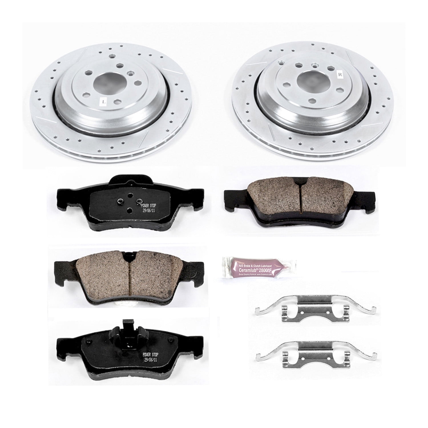 PowerStop Rear Z23 Evolution Sport Carbon-Fiber Ceramic Brake Pad and Drilled & Slotted Rotor Kit Fits: MERCEDES-BENZ Select Models K6708