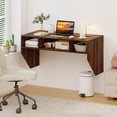 thumbnail image 2 of Costway Wall-Mounted Computer Desk Home Office Floating Study Table with Spacious Tabletop Rustic Brown, 2 of 10