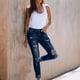 thumbnail image 5 of Puntoco Moda Mujer Agujero Cintura alta Bolsillo Lápiz Daliy Jeans casuales Pantalones de mezclilla ajustados Puntoco Puntoco-5747, 5 of 9