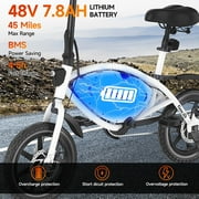 Gocio 14 Foldable Electric Bike, 375Wh 48V Electric Bicycles for Adults Women Teens, Peak 500W City Commuter Cruiser Ebikes, LED Display, E bike One-Piece Tire with 5 Riding Modes UL2849 Certified