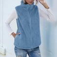 thumbnail image 2 of Women'S Turtle-Neck Sleeveless Warm Plush Vest with Zipper Autumn Winter Vest Jacket with Pockets  Blue XXL, 2 of 5