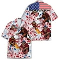 thumbnail image 2 of Funny Camping Bigfoot Tropical American US Flag Hawaiian Shirt Patriotic Button Down Short Sleeve Shirt, 2 of 7