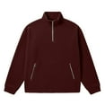 thumbnail image 6 of ASDFVBKG Quarter Zip Pullover Men Polar Fleece Stand Collar Lightweight Long Sleeve Pullover Outerwear Loose Fit Fall Winter Solid Outfits Deep Red S, 6 of 6