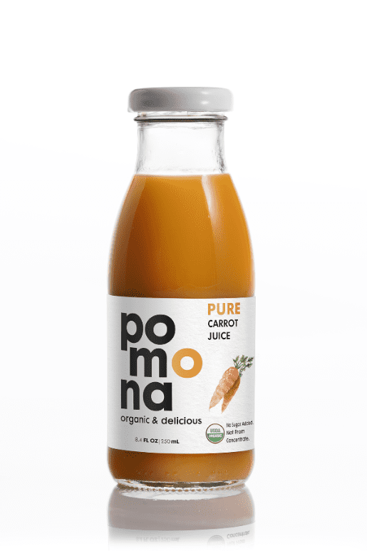 Pomona Organic Juices Carrot Juice: Pack of 12 x 8.4 Ounce Bottles, Organic Juice, Non-GMO, No Sugar Added, Not from Concentrate, Gluten Free, Kosher Certified, Preservative Free