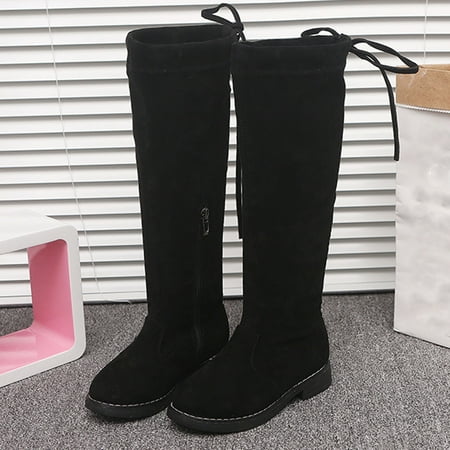 HaiMao Toddler Big Kid Girl s Faux Lined Knee High Winter Riding Boots Clearance Thigh Boot Pointed Stretch Over the Knee Boots Black 13.5(32)