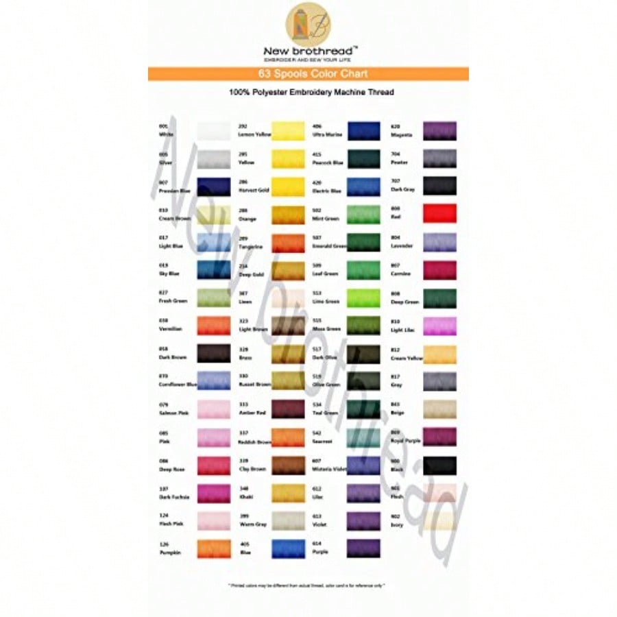 63 Colors Compatible with Brother Polyester Embroidery hine Thread Kit 500M 550Y Each Spool Compatible with Brother lock Janome Singer Pfaff Bernina Embroidery Sewing hine