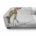 thumbnail image 3 of Giraffe Soft Flannel Fleece Blanket, Colorful Abstract Art Interpreted Wild Long Necked Animal on Plain Background, Cozy Plush for Indoor and Outdoor Use, 60" x 80", White Multicolor, by Ambesonne, 3 of 6