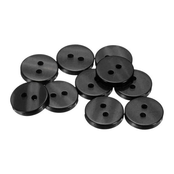 Uxcell 10 Pcs 20L Sewing Buttons 1/2" Resin Round Flat 2-Hole Craft Clothing Replacement Button for Coats Sewing Black