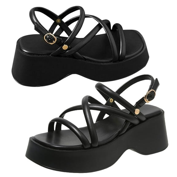 OUNONA 1 Pair Summer Platform Wedge Sandals Women Wedge Sandals Decorative Wedge Sandal  (Size 35)