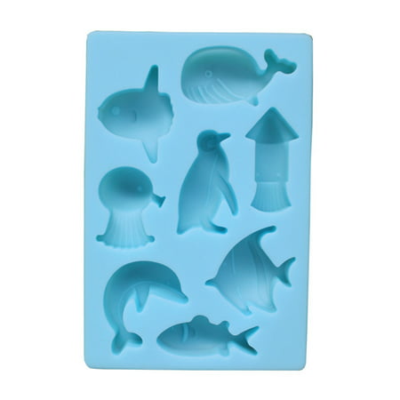 Jeobest 1PC Silicone Baking Mold - Silicone Soap Mold - Silicone Cake Mold - Creative 8 Holes Sea World Dolphin Shaped Silicone Mold for Chocolate Cake Jelly Pudding Handmade Soap DIY Tool (Best Soap Molds To Use)