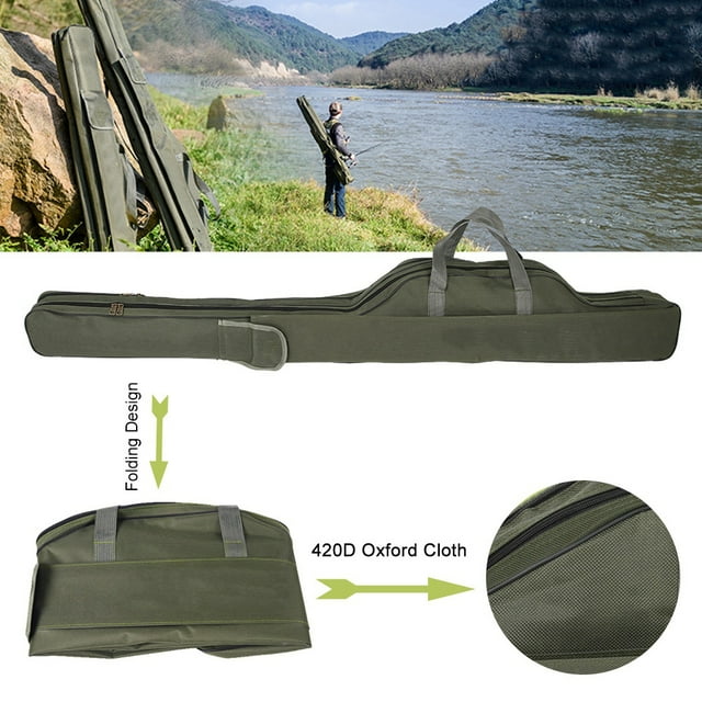 Portable Fishing Rod Case, Large Capacity Adjustable Shoulder Strap Foldable Fishing Rod Bag Oxford Cloth Material Compact Portable For Lake For Pool