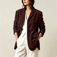thumbnail image 6 of IUYRTFE Women Lapel Collar Solid Color Button Down Jacket with Pockets for Fall Winter Casual Daily Wear, 6 of 6