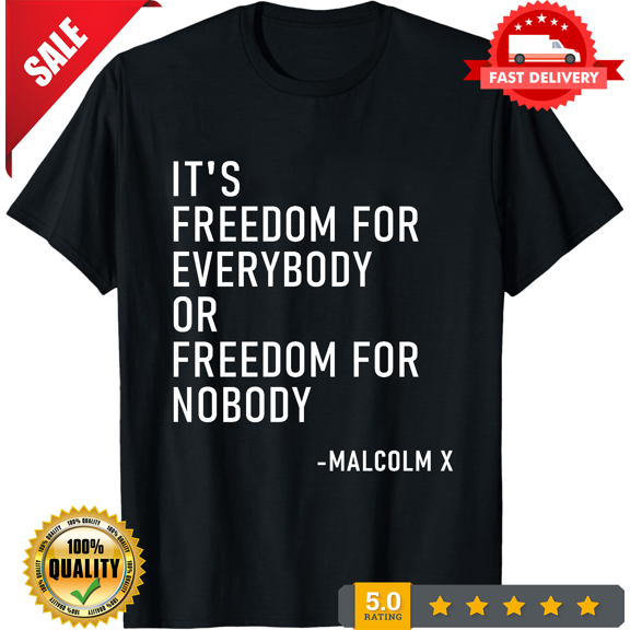 Malcolm X T-Shirt Men's Large Black Crew Neck Short Sleeve, LIMITED EDITION-TH72208