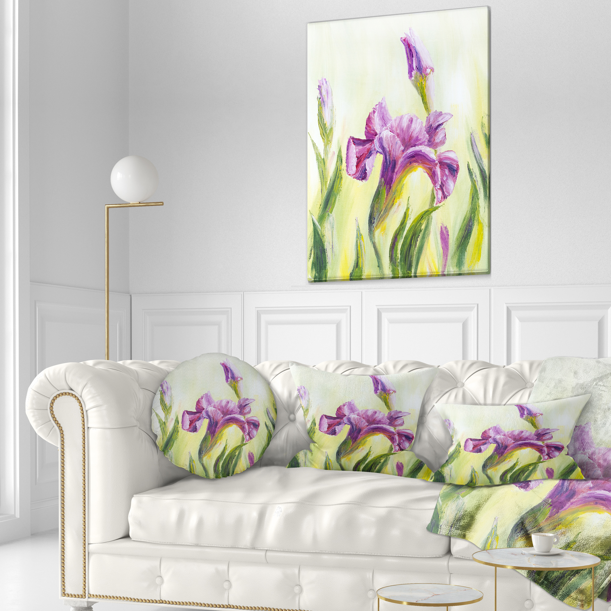Designart Dancing Irises - Floral Throw Pillow - 12x20