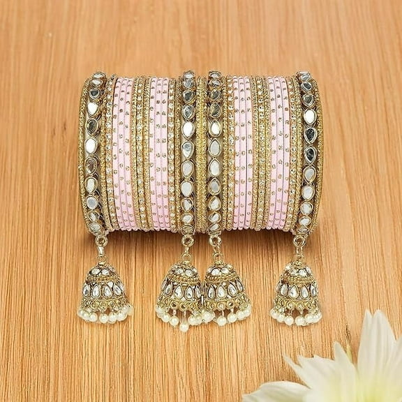 Handmade Indian Ethnic Bangles for Women – Traditional Partywear Jewelry Set | Elegant Bridal Bangles for Weddings Festivals & Daily Wear | Handcrafted Kada Style Accessory