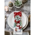 thumbnail image 2 of Red White Snowman Christmas Cloth Napkins Set of 4 Reusable Dinner Napkins, Xmas Tree Snowflake Winter Cocktail Napkin Washable Table Napkins for Wedding/Holiday Party/Baby Shower 20"x20", 2 of 7