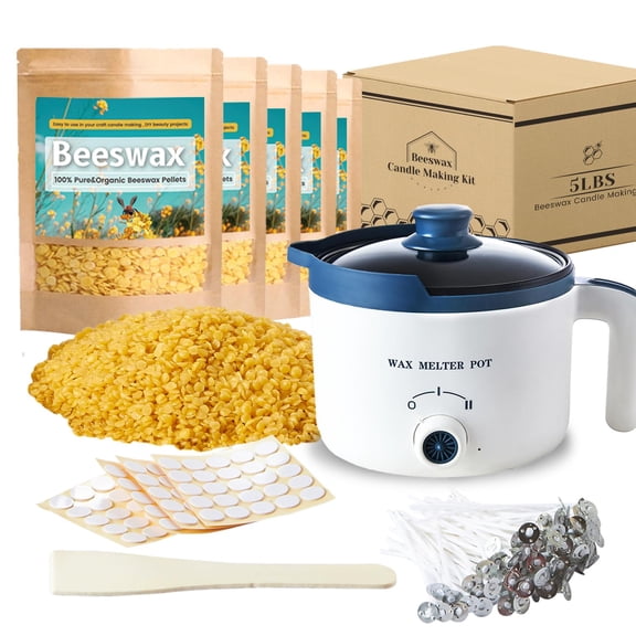 Kit para Hacer Velas KQU con Derretidor Eléctrico de Cera y 2.3 kg de Cera de Abeja