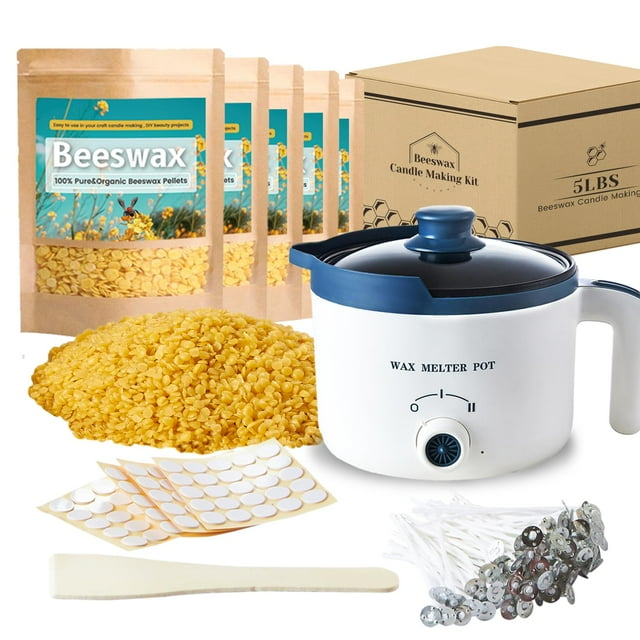 Kit para Hacer Velas KQU con Derretidor Eléctrico de Cera y 2.3 kg de Cera de Abeja