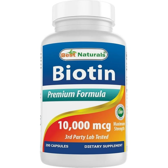 Best Naturals Extra Strength Biotin Keratin Supplement, 10000 mcg, 200 Capsules