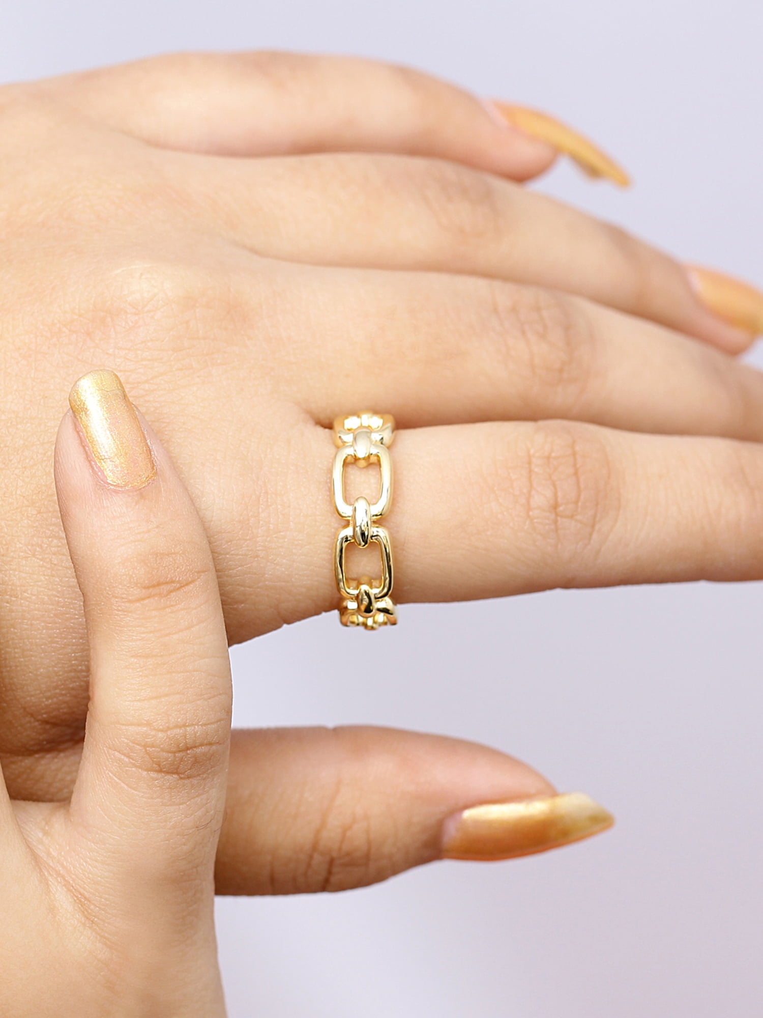 JewelersClub 14K Gold over Silver Link Friendship Ring for Women | Dainty 14K Gold over Silver Promise Ring For Women | Silver Hand-Crafted Link Ring For Women