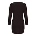 thumbnail image 4 of SMihono Fashion Women Trendy Plunge Ruched Long Sleeve Bodycon Dress V Neck Surplice Wrap Slim Mini Party Dress Bodycon Mini Dress Black 4, 4 of 6