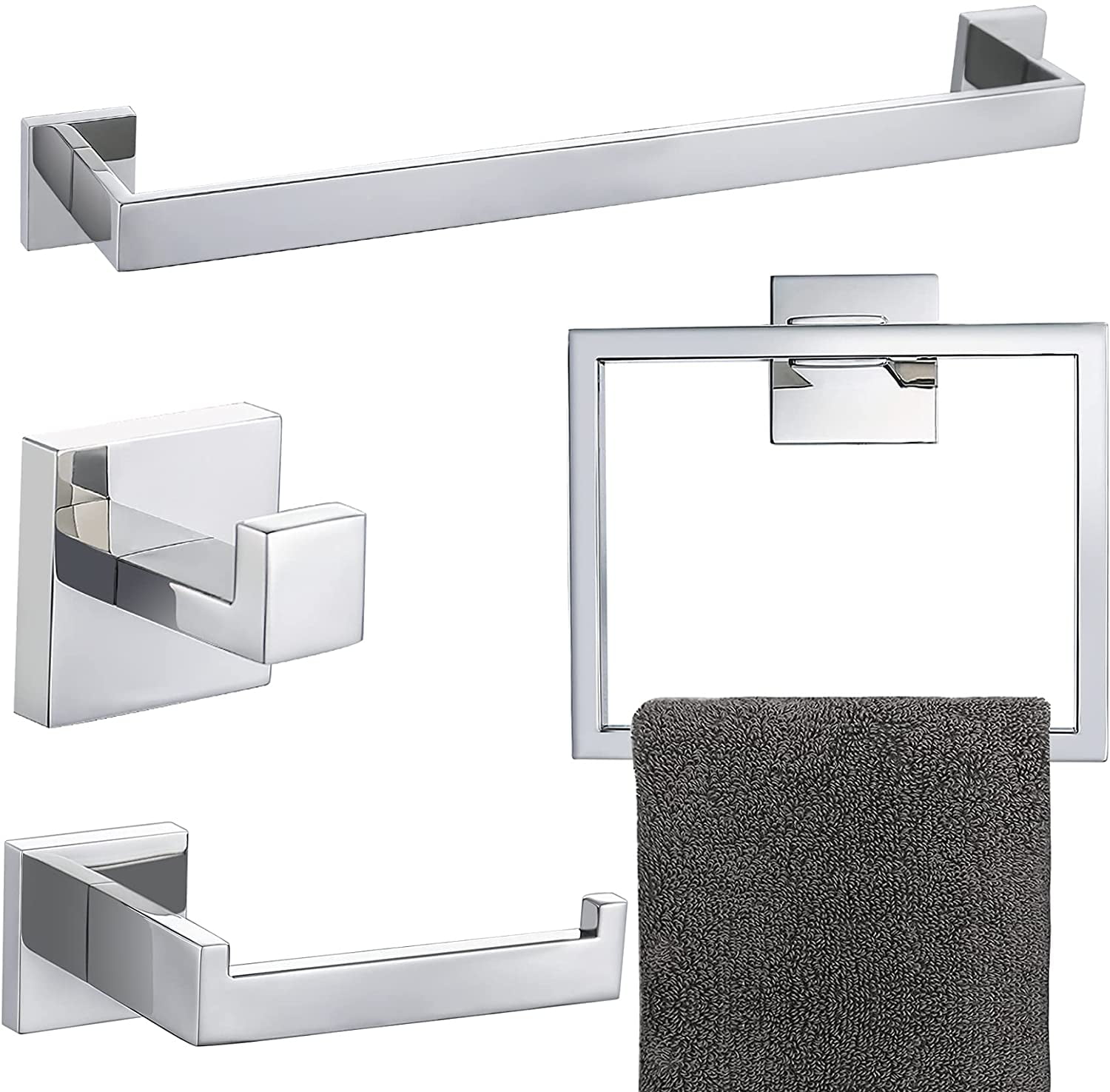 Bathroom Accessory Set,Towel Bar,Stainless Steel Wall Mounted,Polished Chrome 