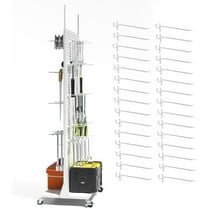 Ztysn White Metal Double Sided Pegboard Shelf,with 30 Hooks,63x23x15in Pegboard Panel,Movable Peg Board Organizer for DIY,Tool Shop,Kitchen/Metal