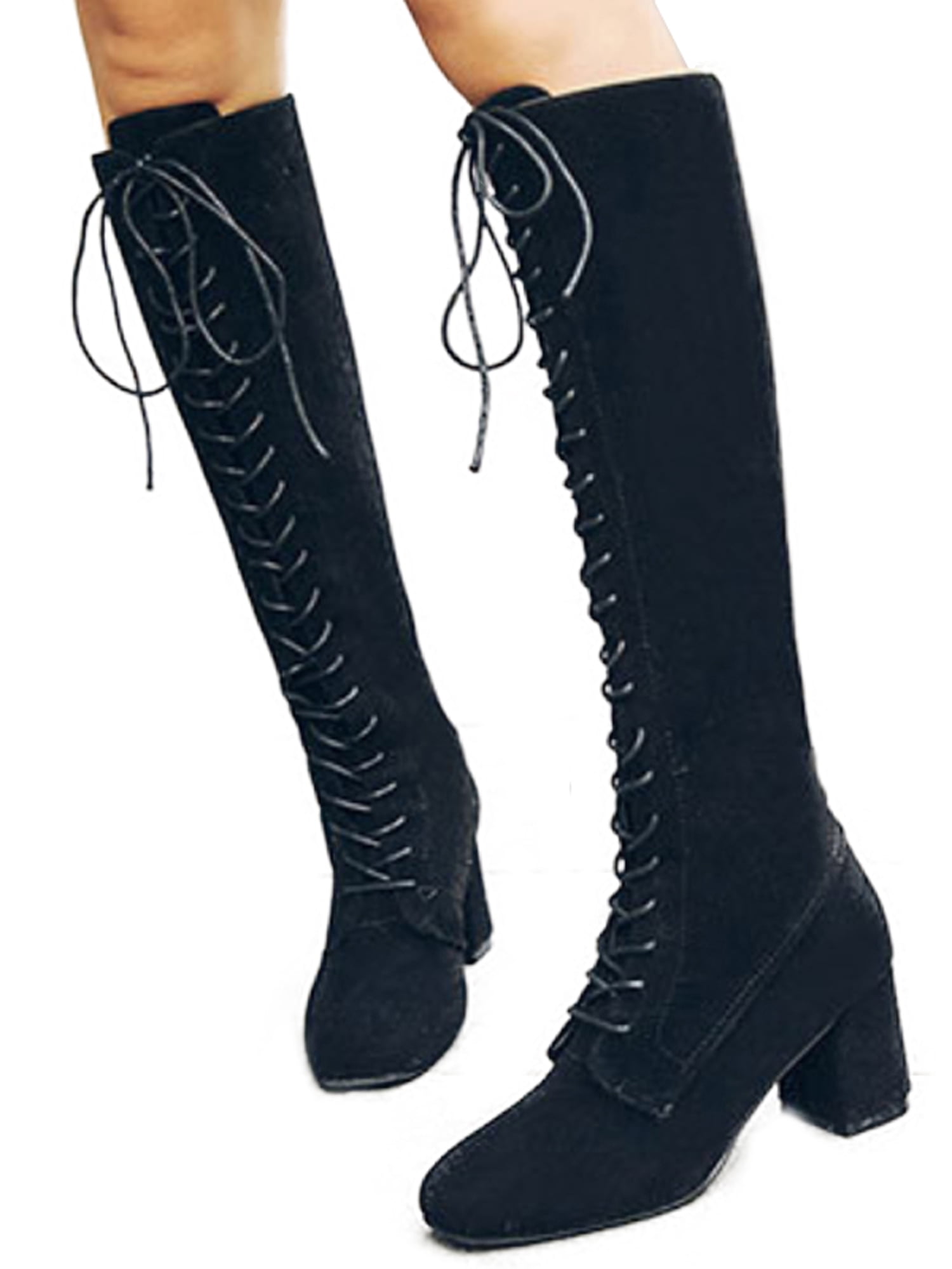 mid calf block heel boots