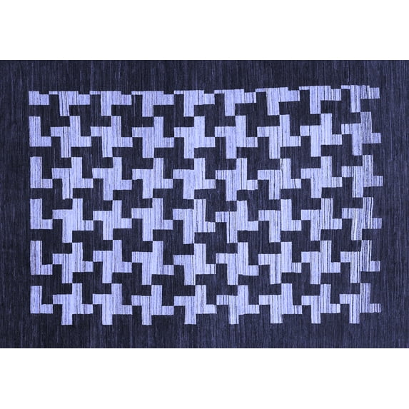 Ahgly Company Machine Washable Indoor Rectangle Abstract Blue Modern Area Rugs, 2' x 4'
