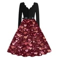 thumbnail image 4 of Valentines Day Dresses Scalloped Neck Fit and Flare Dress with Heart Print Waist Vintage Style Skater Midi for Women Beige XL, 4 of 4