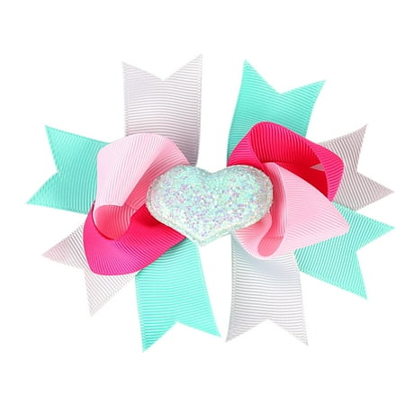 

Dadaria Hair Clips for Girls Children s Bowknot Hairpin Valentine s Day Girl Multi-layer Bowknot Love Heart Edge Clip Color Combination 23 Colors Light blue Girls
