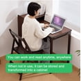 thumbnail image 6 of Coffee Tables Bamboo Folding Desk, Foldable Desk for Small Space, Computer Desk with Hidden Storage and Built-in Socket, Mid Century Foldable Table for Home Office and Bedroom (Walnut Brown),Coffee, 6 of 20