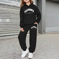 thumbnail image 2 of CAIVO Child Girls Outfit Sets Tracksuits Sweatsuit Long Sleeve Tops Pants Hoodie And Sweatshirt Letter Print Casual Wear Outdoor Activities 3-4 Years, 2 of 4