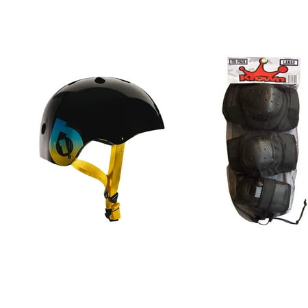 661 Dirt Lid Helmet - 661 Dirt Lid Plus Skate BMX Helmet Black CPSC with Knee Elbow Wrist Pads Medium