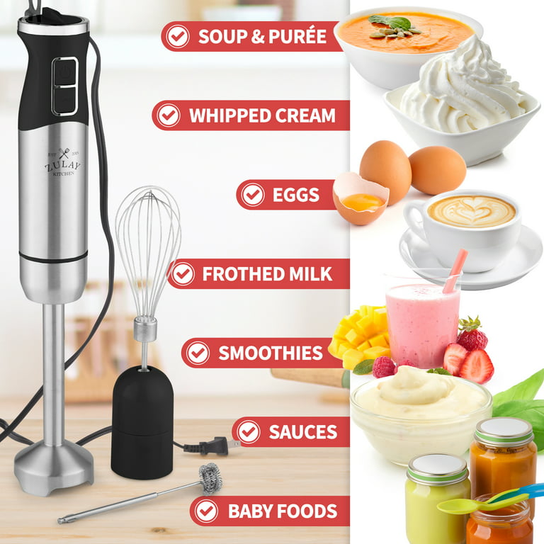 Mueller Ultra-Stick 500 Watt 9-Speed Immersion Multi-Purpose Hand Blender  Heavy Duty Copper Motor Brushed 304 Stainless Steel With Whisk, Milk  Frother Attachments