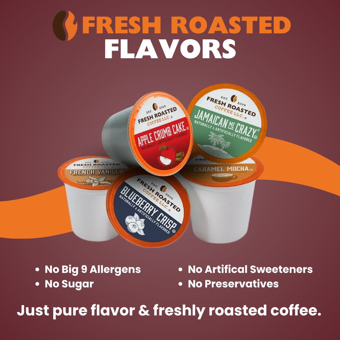 Fresh Roasted Coffee's Flavored Coffee Collection, Decaf Irish Cream, 72 K-compatible Pods