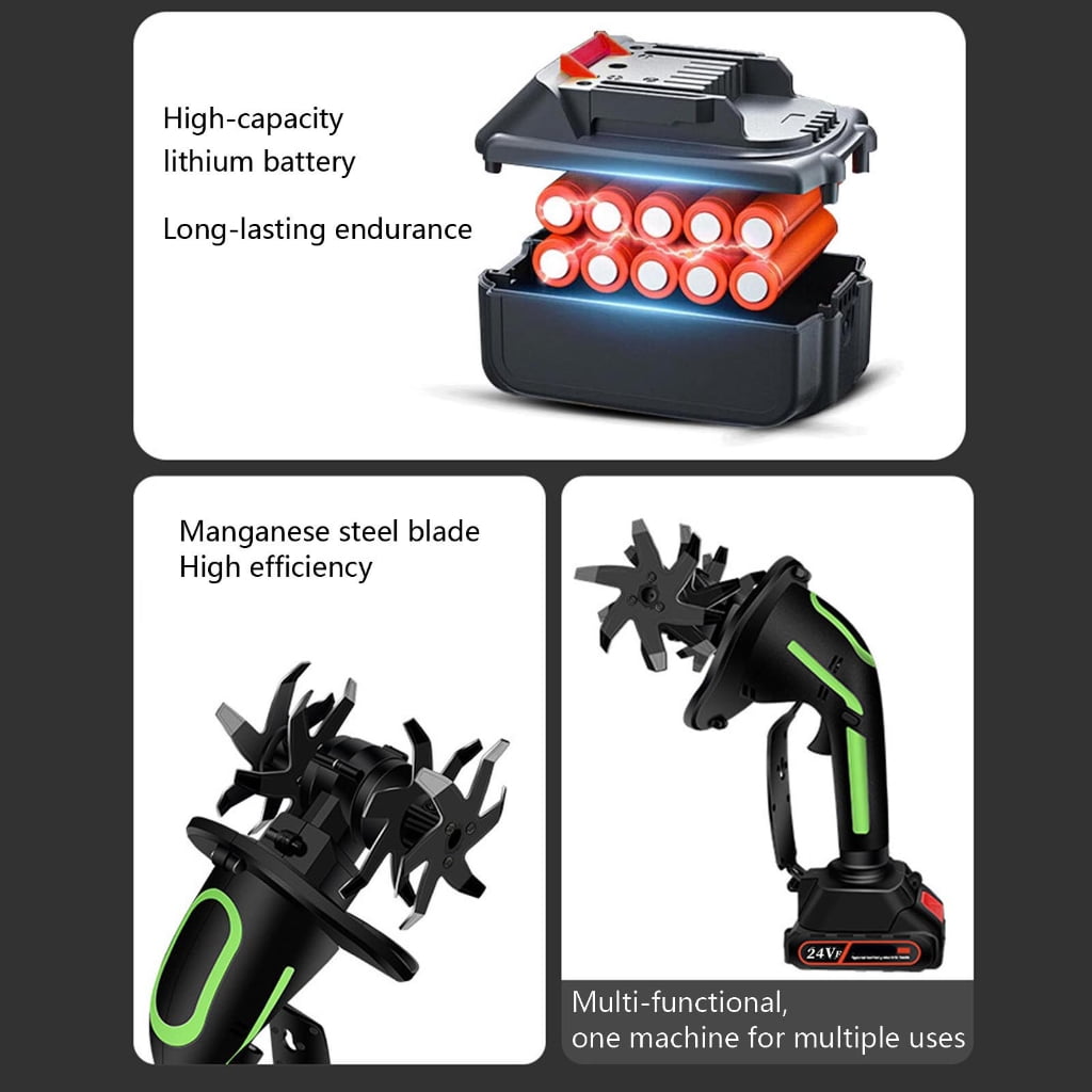 Miiottaa Ergonomic Handheld Soil Cultivator Electric Tiller Electric Lawn Mower Cordless Grass Trimmer Home Gardening