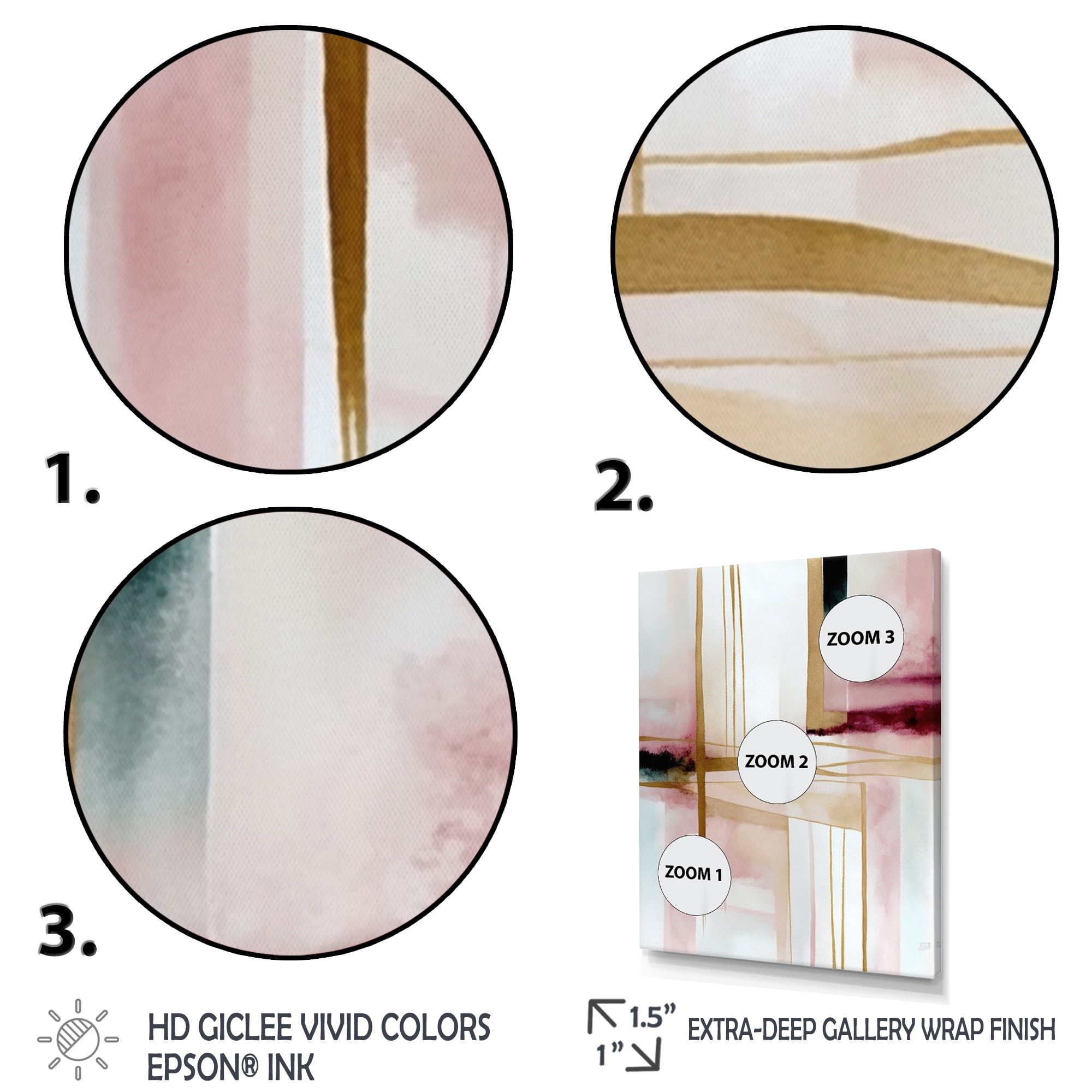 Designart Abstract Geode Geometric Pink And Red II Canvas Wall Art