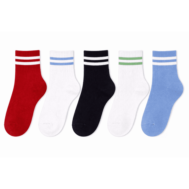 Calceta George para Niño, Tipo Quarter Diseño Rayas Multicolor 5 Pares Talla 4 a 6 años