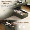 thumbnail image 6 of Muumblus Oversized Convertible Sectional Sleeper Sofa with Storage Chaise/Recliner, L-Shaped Pull Out Couch Bed for Living Room, Green Chenille, 6 of 11
