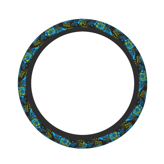 Logiee Play Game Print Breathable Elastic Steering Wheel Cover, Non-Slip Stretch Steering Wheel Protector,Universal 15 Inch Fit Auto, Suvs, Truck