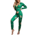thumbnail image 3 of Rdhnmea Women Christmas  one-piece  V Neck Bodycon One Piece Pajamas Christmas Cartoon Printed Jumpsuit Bodysuit Sleepwear, 3 of 6