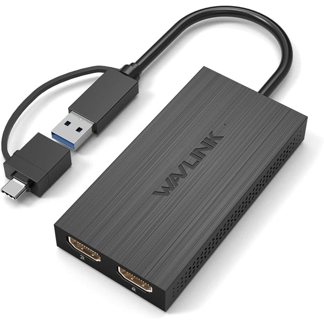 WAVLINK HDMI Splitter Extended Display for Dual Monitor, USB A or USB-C to Dual HDMI Adapter, Multi-Monitor Display 3 Separate Screens for Windows an