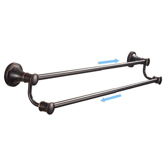 SOALASEBATH Oil Rubbed Bronze Double Towel Bar, Adjustable 14.96 to 26.57 Inch Rustic Farmhouse Towel Rack, Wall Mounted Towel Holder Hanger for Bathroom