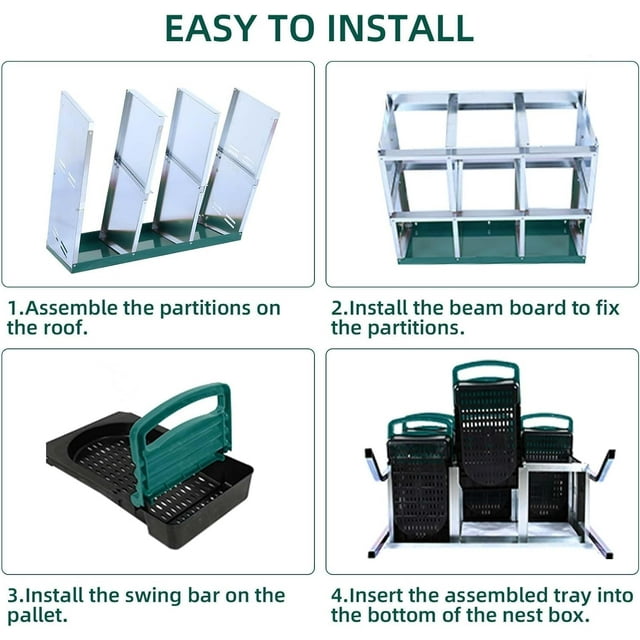 OUYAWEI 6 Compartments Chicken Nesting Box,Nesting Boxes for Chickens,,Galvanized Steel Roll Away Nesting Box for Laying Eggs,Cleanable Pull Out Chicken Coop Nesting Boxes Fit for Different Breeds