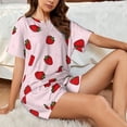 thumbnail image 4 of Fotbe Strawberry Conjunto de Pijama Estampado para Mujer, 2 Piezas, Ropa de Dormir con Camiseta de Manga Corta y Shorts Suaves-X-Large, 4 of 6