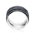 thumbnail image 6 of 925 Sterling Silver Rotating Spinner Band Ring Wrapped With 5 Black Hammered Spinner Rings, Stylish, Hypoallergenic, Nickel and Lead-free, Artisan Handcrafted Designer Collection, Made in Israel, 6 of 8
