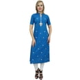 thumbnail image 1 of Atasi Casual Women's Blue Embroidery Cotton A-Line Straight Kurti Clothing-18, 1 of 9
