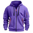 thumbnail image 7 of Mens Full Zip Hoodie Fleece Sweatshirt Contrast Zipper Pockets Casual Hooded Jacket, 7 of 7